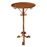 A Charming French 1940
s Gilt-Iron Circular Side Table with Splayed Tripod Base