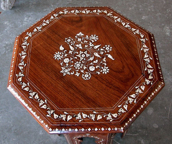 A Well-Crafted Anglo-Indian Octagonal Traveling Table w/Inlay