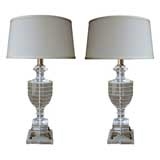 A Striking Pair of American 1970's Urn-Form Lucite Lamps