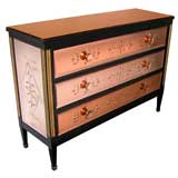 A Shimmering French 1940's Peach Mirrored 3-Drawer Commode
