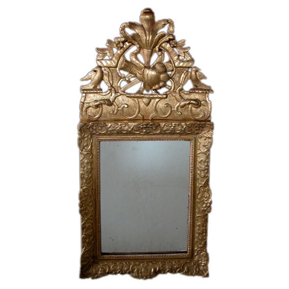 A Well-Carved French Napoleon III Giltwood Mirror with Exuberant Crest