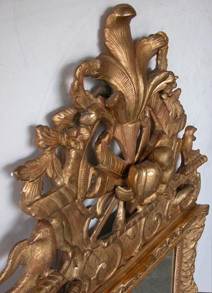 A Well-Carved French Napoleon III Giltwood Mirror with Exuberant Crest 1