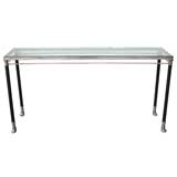 A French Brushed Nickel-Plated Console Table w/Black Legs