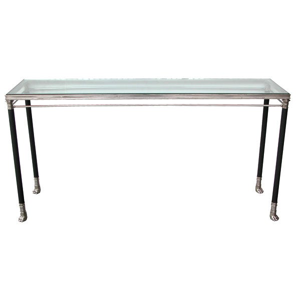 A French Brushed NickelPlated Console Table w/Black Legs at 1stDibs