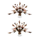 Large-Scaled Pair of French Gilt-tole Floral Bouquet Wall Lights