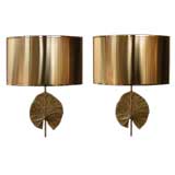 French Gilt-Bronze Water-Lily Leaf Wall Lights by Maison Charles