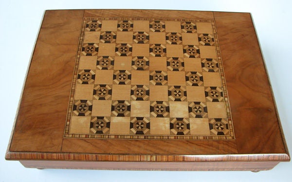 A Large-Scaled Walnut Dressing Box w/Chessboard Marquetry