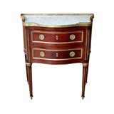 A French Louis XVI Style Mahogany 2-Drawer Serpentine Commode