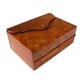 A Rare French Art Deco Thuya Wood Folding Humidor with Wooden Hinges