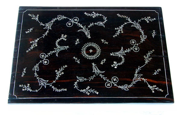 A Rare Continental Ebony Rectangular Box w/Ivory Inlay