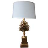 A French 'Maison Charles' Bronze Lamp Depicting a Large Pinecone