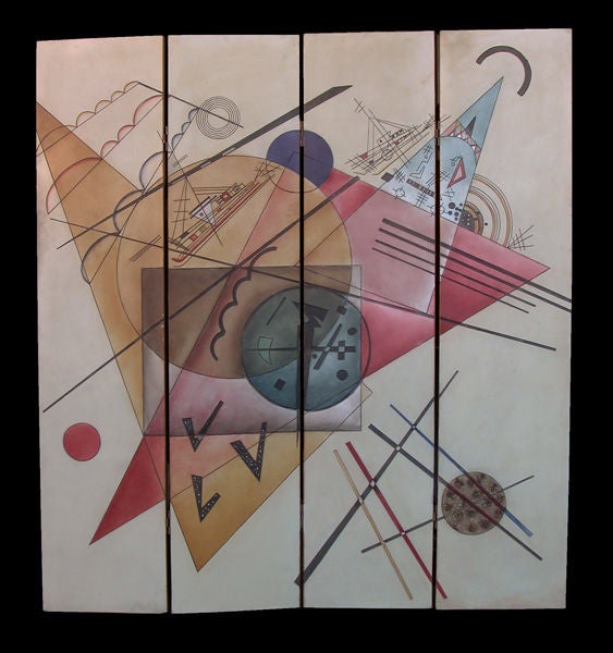 A Dynamic American Abstract Polychromed Fiberglass 4-Panel Screen