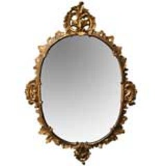 An Elegantly Carved French Louis XV Style Rococo Giltwood Oval Mirror 4