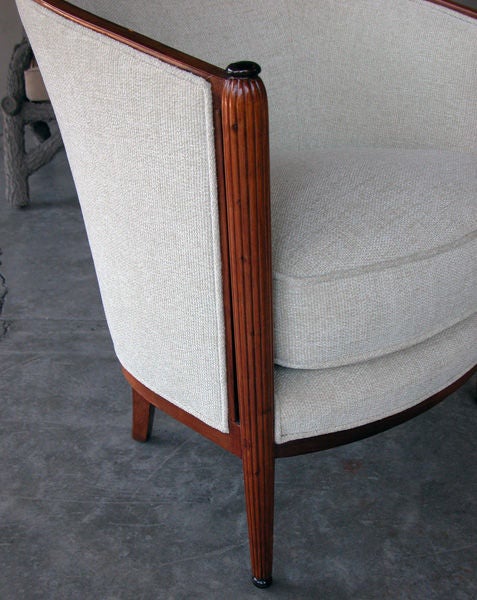 20th Century A Stylish Set of Four French Art Deco Walnut Club Chairs
