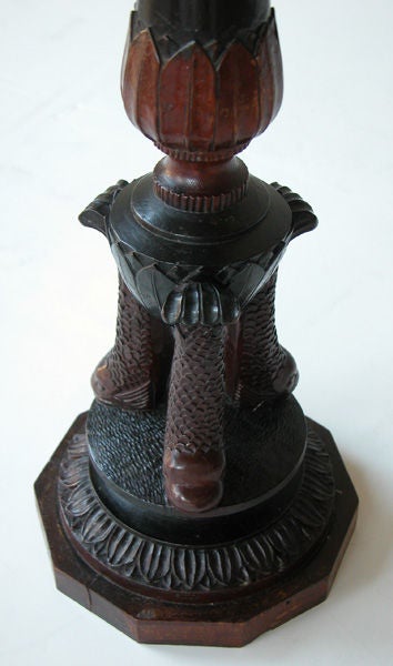An Unusual Pair of Swedish Carved Wooden Pricket Sticks 1