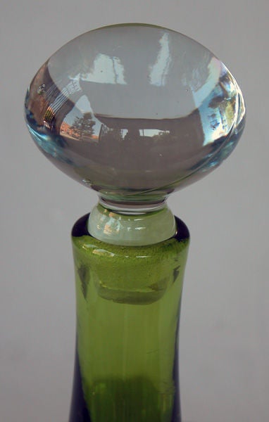 A Pair of American Apple-Green Glass Decanters by Blenko