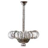 A Shimmering 
Dramatic Italian Art Deco Clear Glass Chandelier