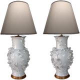 A Stunning Pair of German White Porcelain Baluster-Form Lamps