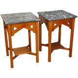 A Pair English Oak Gothic Style Occasional Tables, Circa 1890