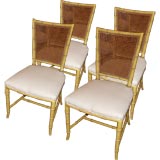 Set of Four Unusual Faux bamboo  Painted and Caned Chairs