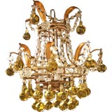 Vintage Little Yellow Murano Glass Drop Chandelier