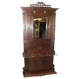 French Oak Hall Tree With Brass