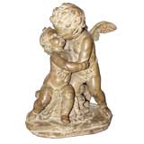 Antique French Terracotta With Cherub Figure