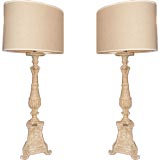Pair of Altar Stick Lamps With Painted Finish