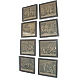 Set of Eight Black And White 1760's Engravings