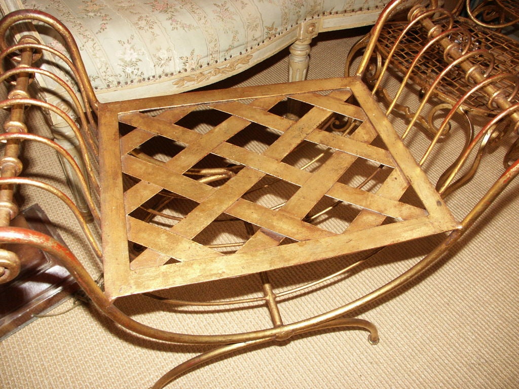 Bench With Scrolled Arm Gilt Iron
