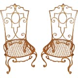 Pair of Gilt Iron Side Chairs by Jean-Charles Moreux