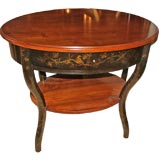 Oval Bedside Table with Drawer and black Chinoiserie decoration