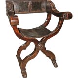 Beautiful Walnut Folding  Chair with Embossed Leather
