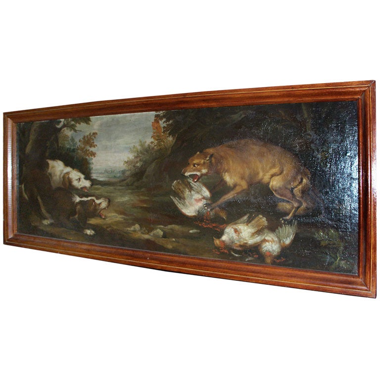 Large Early Painting of Dogs For Sale