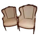 Pair of French Walnut Bergeres Pair of French Walnut Bergeres