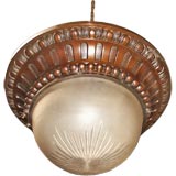 Antique Ceiling Light With Frosted and Cut Crystal Bowl