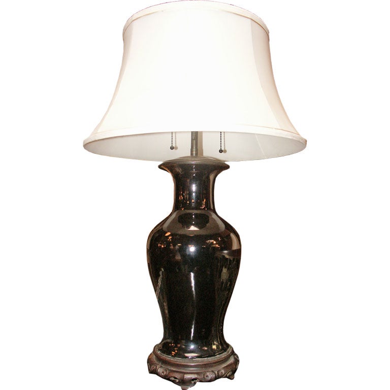 Famille Noir Chinese Porcelain Lamp