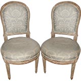Pair of Louis XVI Grey Painted Chairs Stamped G. IACOB