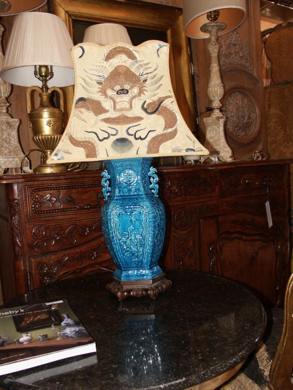 Vintage Asian Lamp in Turquoise