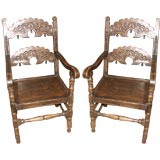 Pair of Jacobean Style English Arm Chairs