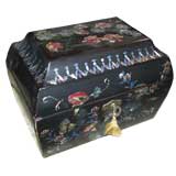Japanese Tea Caddy Box With Painted Porcelain Tea Canisters