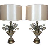 Pair of Alabaster Urn Lamps by Marbro Lamp Company