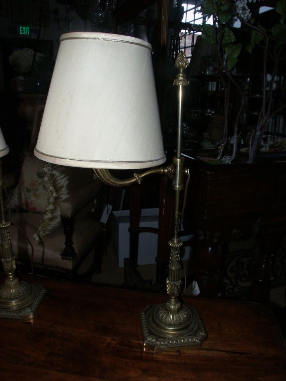 Pair of Bronze Student Lamps