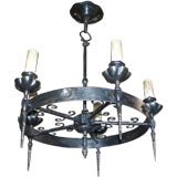 1920's Wrought Iron Chandelier