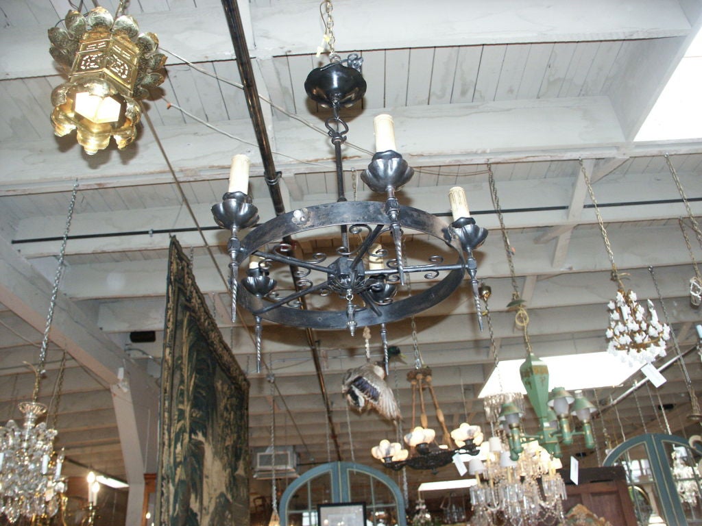 1920's Wrought Iron Chandelier