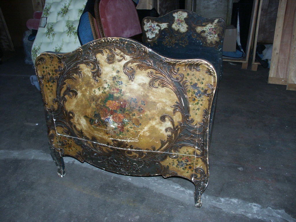 Antique Venetian Day Bed with Worn Painted Finish