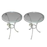 Pair Of End Tables With Glass tops and Hoof Feet