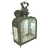 Great Little Green Tole and Glass Lantern