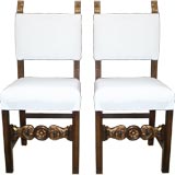 Pair of Italian Style Hall Chairs with Gilt Finials