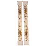 Tall Narrow Pair of Architectural Carved Panels With Music Theme